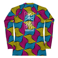 Women's Ankara Wax Print Rash Guard 001 - Long Sleeve No Gi BJJ Compression Rash Guard for Jiu Jitsu, MMA, Grappling and Wrestling African Print Ankara Exclusive Jiu-Jitsu Long Sleeve Rash Guard Womens