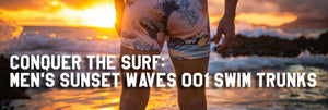 Conquer the Surf: Men's Sunset Waves 001 Swim Trunks