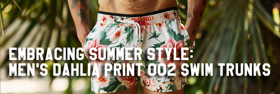Embracing Summer Style: Men's Dahlia Print 002 Swim Trunks