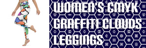 Women's CMYK Graffiti Clouds High Waist Yoga Pants Workout Leggings For Jiu Jitsu 001