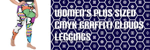 Women's CMYK Graffiti Clouds Plus Size Yoga Pants Workout Leggings For Jiu Jitsu 001