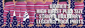 Women's High Waist Plus Size Striped Mulberry Leggings Yoga Pants