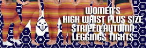 Women's High Waist Plus Size Striped Autumn Leggings Tights
