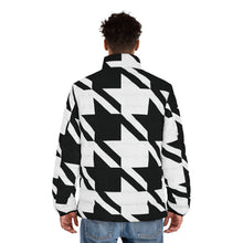 Urban Chic Cold-Weather Essential: Women's Houndstooth Puffer All Over Print AOP AOP Clothing Athleisure Exclusive Houndstooth Jackets Long Sleeves Men's Clothing Mens Outdoor Outerwear Sublimation With zipper