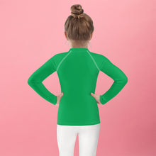 Active Allure: Girls' Solid Color Long Sleeve Rash Guards - Jade