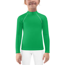 Active Allure: Girls' Solid Color Long Sleeve Rash Guards - Jade