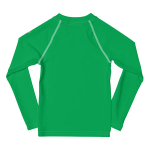 Active Allure: Girls' Solid Color Long Sleeve Rash Guards - Jade Exclusive Girls Kids Long Sleeve Rash Guard Solid Color Swimwear