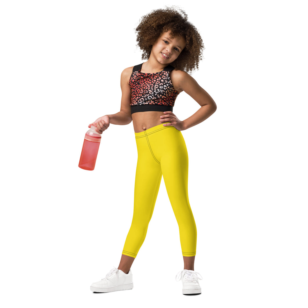 Active Days, Vibrant Ways: Girls' Solid Workout Leggings - Golden Sun