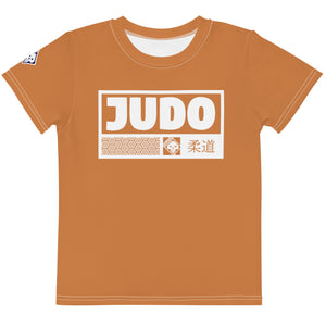 Active Lifestyle Attire: Boy's Short Sleeve Judo Rash Guard - Raw Sienna Boys Exclusive Judo Kids Rash Guard Short Sleeve