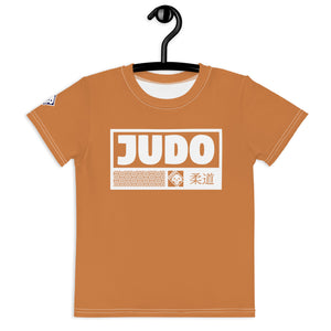 Active Lifestyle Attire: Boy's Short Sleeve Judo Rash Guard - Raw Sienna Boys Exclusive Judo Kids Rash Guard Short Sleeve