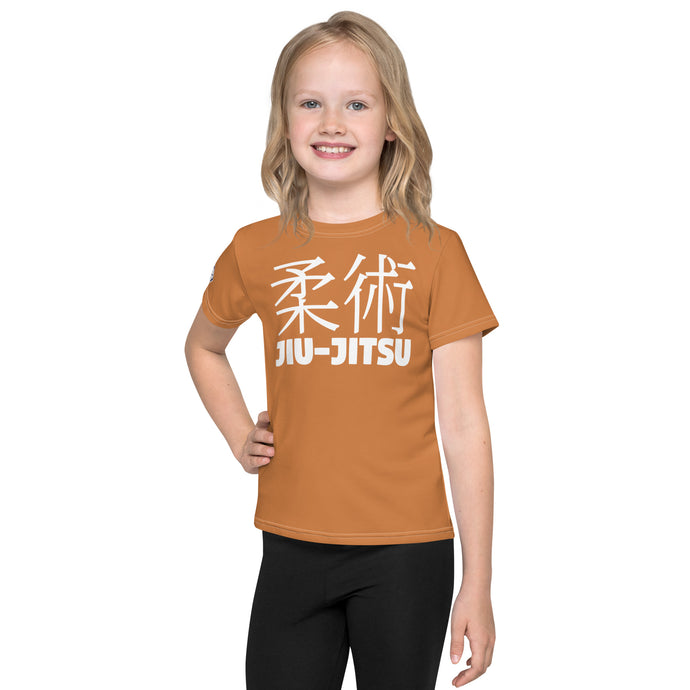 Active Lifestyle Wear: Girl's Short Sleeve Classic Jiu-Jitsu Rash Guard - Raw Sienna Exclusive Girls Jiu-Jitsu Kids Rash Guard Short Sleeve