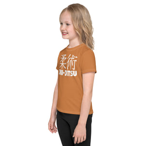 Active Lifestyle Wear: Girl's Short Sleeve Classic Jiu-Jitsu Rash Guard - Raw Sienna Exclusive Girls Jiu-Jitsu Kids Rash Guard Short Sleeve