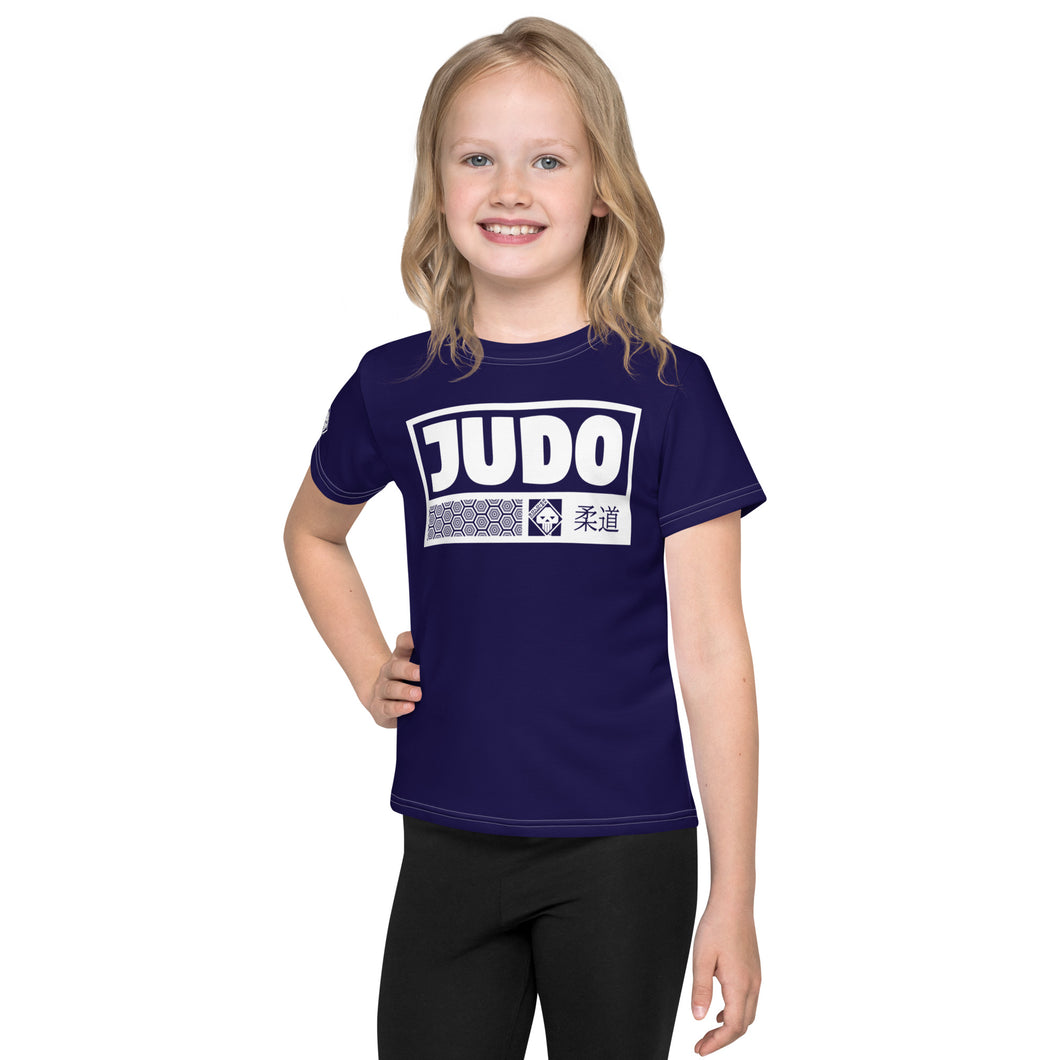 Active Wear Essential: Girl's Short Sleeve Judo Rash Guard - Midnight Blue Exclusive Girls Judo Kids Rash Guard Short Sleeve