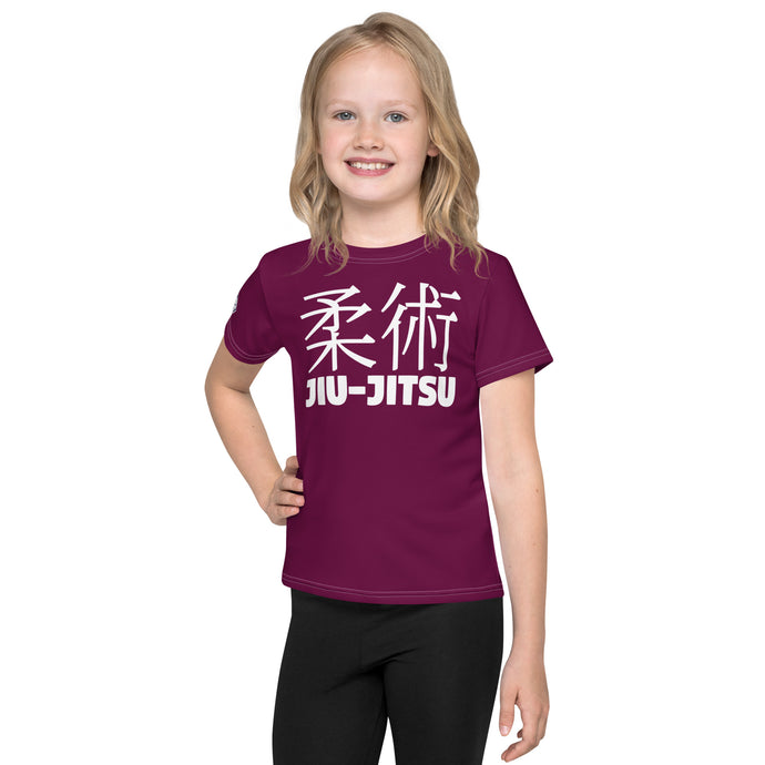 Adventure-Ready: Girl's Short Sleeve Classic Jiu-Jitsu Rash Guard - Tyrian Purple Exclusive Girls Jiu-Jitsu Kids Rash Guard Short Sleeve