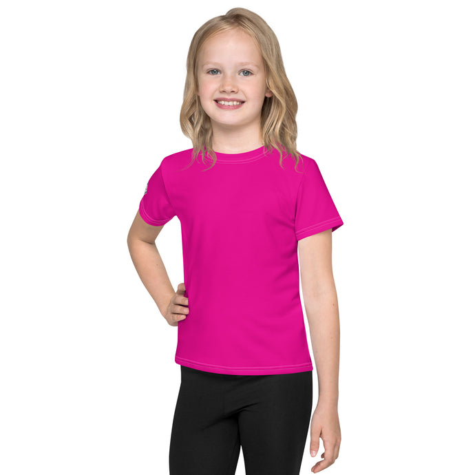 Colorful Sun Defense: Girls Short Sleeve Solid Color Rash Guard - Hollywood Cerise Exclusive Girls Kids Rash Guard Running Short Sleeve Solid Color Swimwear