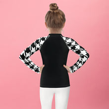 Sleek and Sophisticated: Houndstooth Classic Jiu-Jitsu Long Sleeve Rash Guard for Girls' BJJ Regular price Exclusive Girls Jiu-Jitsu Kids Long Sleeve Rash Guard