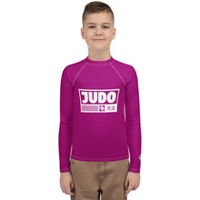 Youth Boys Judo Performance Shirt – Long Sleeve Compression Rash Guard - Vivid Purple Boys Exclusive Judo Long Sleeve Rash Guard Youth