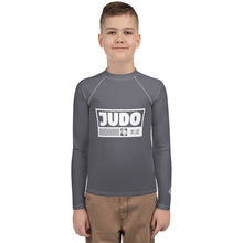 Youth Boys Judo Compression Rash Guard – Long Sleeve Martial Arts Performance Top - Charcoal Boys Exclusive Judo Long Sleeve Rash Guard Youth
