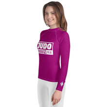 Youth Girls Judo Performance Shirt – Long Sleeve Compression Rash Guard- Fresh Eggplant Exclusive Girls Judo Long Sleeve Rash Guard Youth