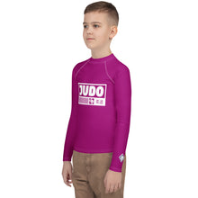 Youth Boys Judo Performance Shirt – Long Sleeve Compression Rash Guard - Vivid Purple Boys Exclusive Judo Long Sleeve Rash Guard Youth