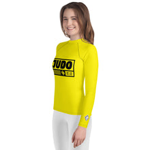 Youth Girls Judo Athletic Rash Guard – Long Sleeve Martial Arts Performance Wear - Golden Sun Exclusive Girls Judo Long Sleeve Rash Guard Youth