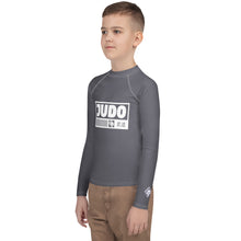 Youth Boys Judo Compression Rash Guard – Long Sleeve Martial Arts Performance Top - Charcoal Boys Exclusive Judo Long Sleeve Rash Guard Youth