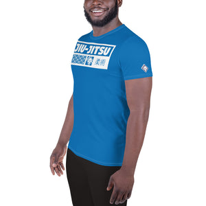 Athletic Men's Short Sleeve Jiu-Jitsu Rash Guard - Durable and Stylish - Azul