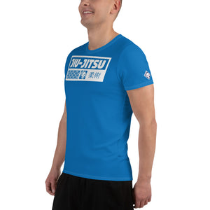 Athletic Men's Short Sleeve Jiu-Jitsu Rash Guard - Durable and Stylish - Azul