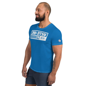 Athletic Men's Short Sleeve Jiu-Jitsu Rash Guard - Durable and Stylish - Azul