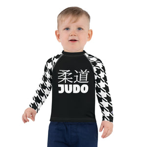 Authentic Training: Houndstooth Boy's Long Sleeve Classic Judo BJJ Rash Guard Boys Exclusive Houndstooth Judo Kids Long Sleeve Rash Guard