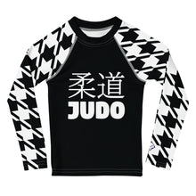 Authentic Training: Houndstooth Boy's Long Sleeve Classic Judo BJJ Rash Guard Boys Exclusive Houndstooth Judo Kids Long Sleeve Rash Guard