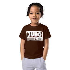 Beach Fun: Boy's Short Sleeve Judo Rash Guard - Chocolate Boys Exclusive Judo Kids Rash Guard Short Sleeve