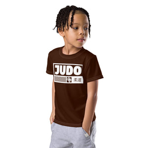 Beach Fun: Boy's Short Sleeve Judo Rash Guard - Chocolate Boys Exclusive Judo Kids Rash Guard Short Sleeve