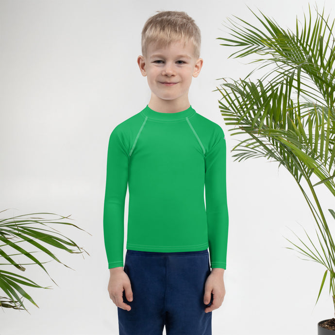 Bold Adventures: Kid's Solid Color Rash Guards for Boys - Jade Boys Exclusive Kids Long Sleeve Rash Guard Solid Color