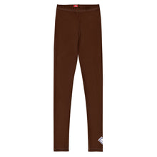 Boys Athletic Leggings – Solid Color Youth Training & Workout Pants - Chocolate