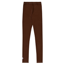 Boys Athletic Leggings – Solid Color Youth Training & Workout Pants - Chocolate