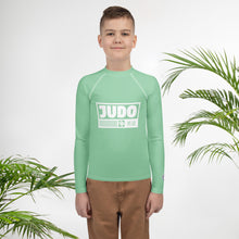 Boys Judo Compression Shirt – Long Sleeve Youth Martial Arts Rash Guard - Vista Blue Boys Exclusive Judo Long Sleeve Rash Guard Youth