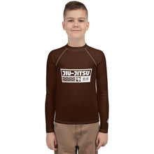 Boys Long Sleeve BJJ Compression Rash Guard – Martial Arts Training Gear - Chocolate