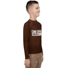 Boys Long Sleeve BJJ Compression Rash Guard – Martial Arts Training Gear - Chocolate