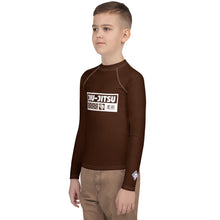 Boys Long Sleeve BJJ Compression Rash Guard – Martial Arts Training Gear - Chocolate