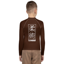 Boys Long Sleeve BJJ Compression Rash Guard – Martial Arts Training Gear - Chocolate