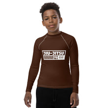 Boys Long Sleeve BJJ Compression Rash Guard – Martial Arts Training Gear - Chocolate