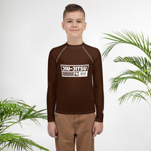 Boys Long Sleeve BJJ Compression Rash Guard – Martial Arts Training Gear - Chocolate