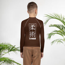Boys Long Sleeve BJJ Compression Rash Guard – Martial Arts Training Gear - Chocolate