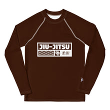 Boys Long Sleeve BJJ Compression Rash Guard – Martial Arts Training Gear - Chocolate