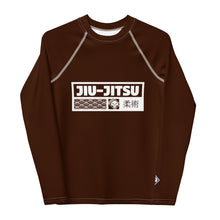 Boys Long Sleeve BJJ Compression Rash Guard – Martial Arts Training Gear - Chocolate