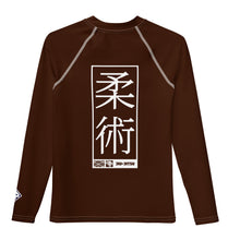 Boys Long Sleeve BJJ Compression Rash Guard – Martial Arts Training Gear - Chocolate
