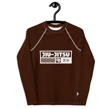 Boys Long Sleeve BJJ Compression Rash Guard – Martial Arts Training Gear - Chocolate