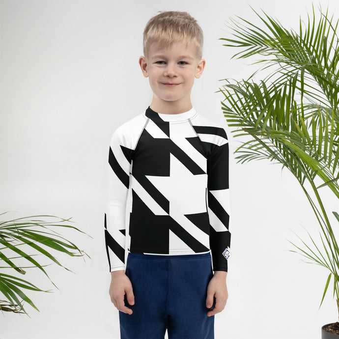 Boy's Long Sleeve BJJ Rash Guard - Houndstooth 001