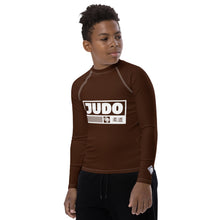 Boys Long Sleeve Judo Compression Rash Guard – Youth Martial Arts Gear - Chocolate Boys Exclusive Judo Long Sleeve Rash Guard Youth